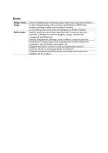 Working Capital Finance Project Scope: Telangana & AP