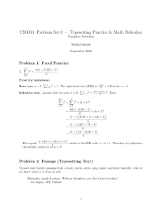 Typesetting & Math Refresher: Problem Set with Solutions