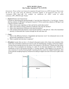 Ultrasound Physics Homework: Reflection, Transmission, Beamforming