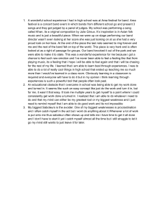 High School Experiences: Band, Overcoming Obstacles, Procrastination