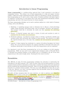 Linear Programming: Introduction & Formulation