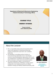 Energy Studies Course Syllabus - FUT Minna