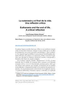 Eutanasia y final de la vida: Rese&ntilde;a cr&iacute;tica del libro