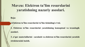 Elektron Ta'lim Resurslari: Nazariy Asoslar
