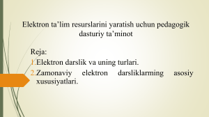 Elektron Ta'lim Resurslarini Yaratish: E-Darsliklar