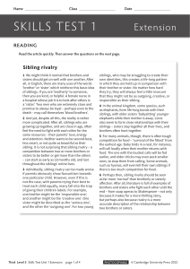Sibling Rivalry Reading Comprehension Test | Think Level 5 Skills
