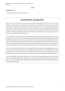 B1 Preliminary Reading Test: Janine Stuart & Mobile Phones