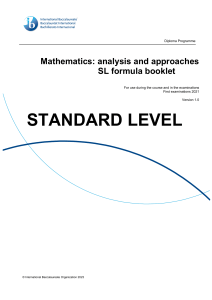 Mathematics SL Formula Booklet: Analysis & Approaches