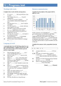 Business English Progress Test: Pre-intermediate Level