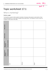 Marketing Worksheet: Market Segmentation & Product Types