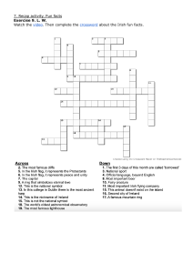 Irish Fun Facts Crossword Puzzle: Recap Activity Worksheet
