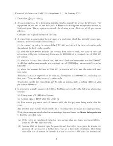 Financial Mathematics HASC 232 Assignment 3: Annuities, Loans, IRR
