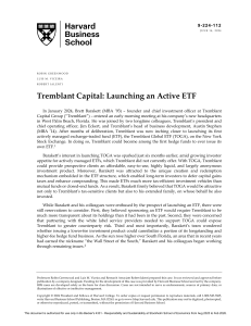 Tremblant Capital: Launching an Active ETF Case Study