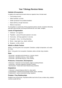 Year 7 Biology Revision Notes: Habitats, Ecosystems & Classification
