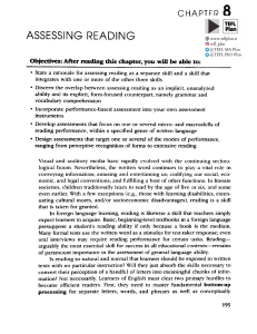 Assessing Reading Skills: Micro/Macroskills, Genres & Strategies