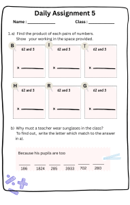 Daily Assignment 5: Elementary Math Multiplication Worksheet