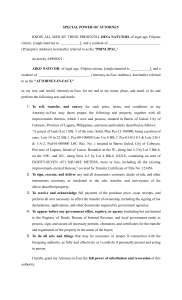 Special Power of Attorney for Real Property Sale in Philippines