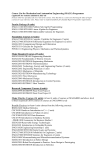 MAEG Programme Course List 2023-24: Mechanical & Automation Engineering