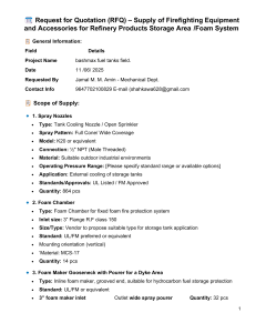 RFQ: Firefighting Equipment & Accessories for Refinery Storage Area