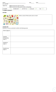 What is Science? Scientific Methodology Worksheet & Activities