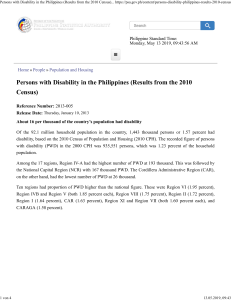 PWD in the Philippines: 2010 Census Results