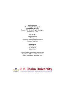 Accounting for Managers Assignment: Concepts, Process, Users & Roles