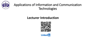 Applications of ICT Course Outline: Computer Systems, Software, ERP, AI