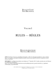 R&egrave;gles de proc&eacute;dure du Nouveau-Brunswick &ndash; Volume I (D&eacute;c. 2024)