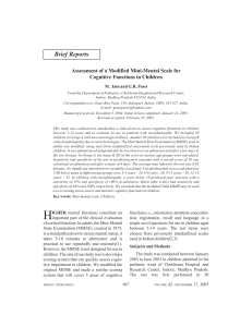 Modified Mini-Mental Scale for Cognitive Functions in Children