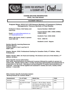 Culinary Skills 1 Course Outline | George Brown College 2025-2026