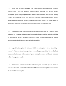 Business Plan: Lean Startup & Financial Planning