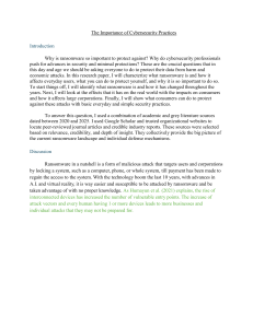 Cybersecurity: Protecting Against Ransomware Attacks