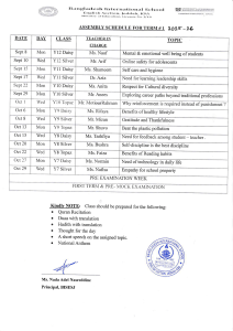 Assembly Schedule: Bangladesh International School 2025-26