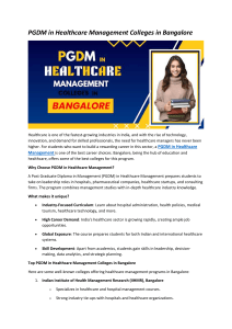 PGDM Healthcare Management Colleges in Bangalore