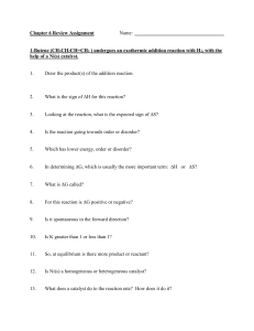 Chemistry Review: Alkenes, Thermodynamics, and Catalysis