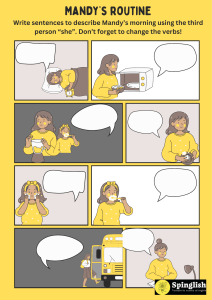 Mandy's Routine: Third Person Verb Practice