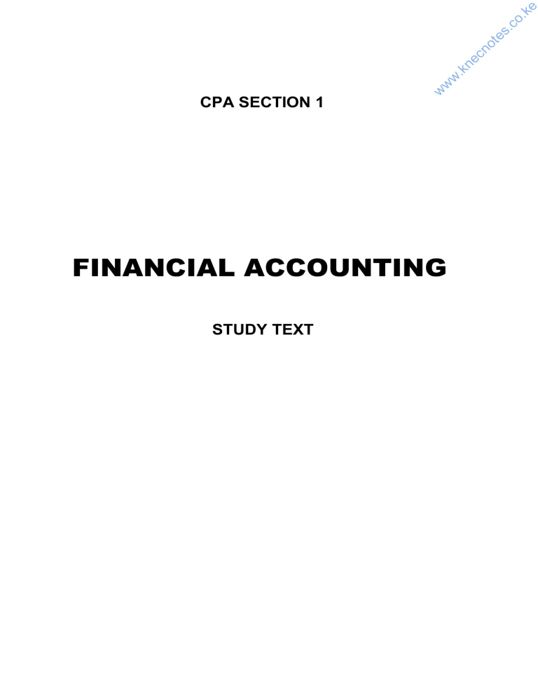 CPA Section 1 Financial Accounting Study Text | KASNEB Prep
