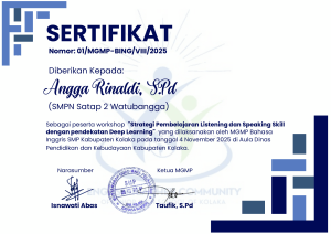 Sijil: Bengkel Kemahiran Mendengar & Bertutur