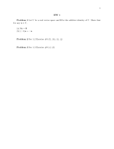 Linear Algebra Homework 1: Vector Spaces