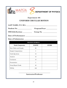 Uniform Circular Motion Lab Report - Physics Experiment