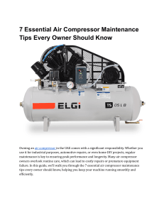 Air Compressor Maintenance: 7 Essential Tips for Owners