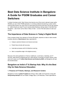 Data Science Institutes in Bangalore: A Guide for PGDM Graduates