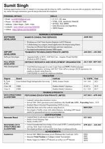 Sumit Singh - Software Developer Resume