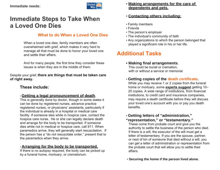 Immediate Steps When a Loved One Dies: A Practical Guide