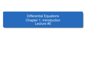 Differential Equations Chapter 1 Lecture Notes