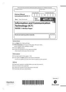IGCSE ICT Paper 1: Written Exam