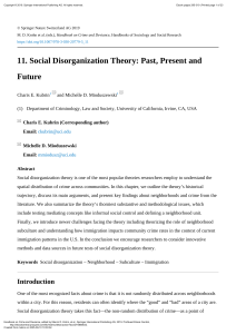 Social Disorganization Theory: Past, Present, and Future of Crime