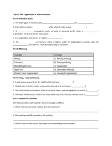 Business Environment Quiz: Industries, Trade, Organizations & Globalization