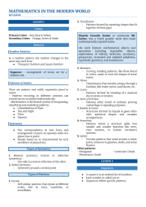 Mathematics in the Modern World Reviewer: Patterns, Sequences, Golden Ratio