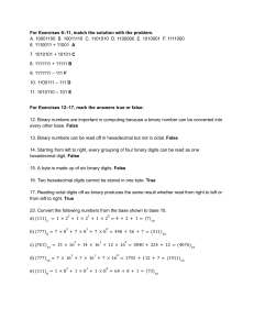 Binary, Octal, Hexadecimal Number System Exercises & Solutions